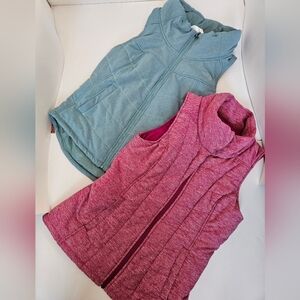 The North Face Women's Zip-up Puffer Vests Duo Pink And Teal Size Small